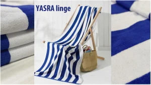 Serviette avec rayures bleu et blanc